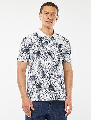 Polo em piqué de algodão com estampado
