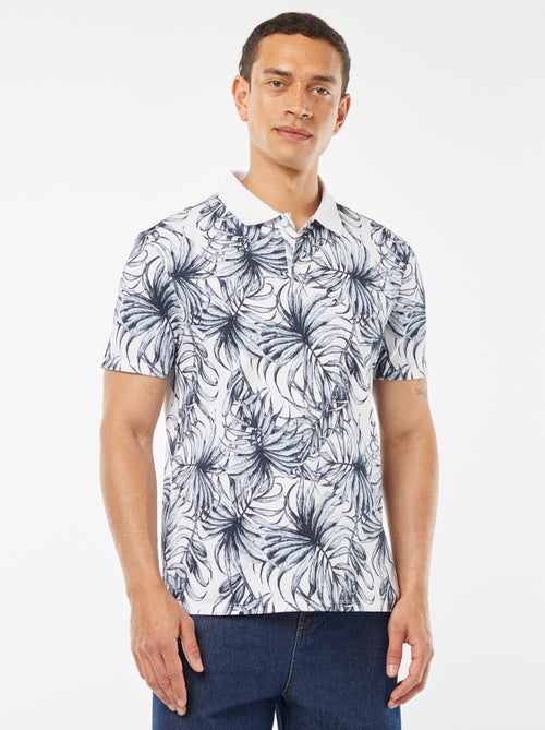 Polo em piqué de algodão com estampado - Kiabi
