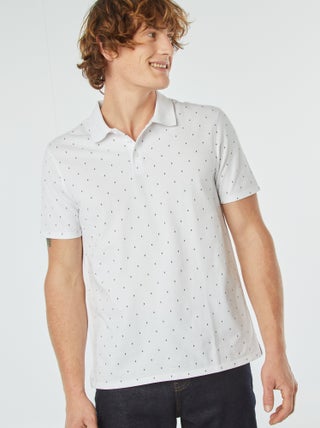 Polo em piqué de algodão com estampado