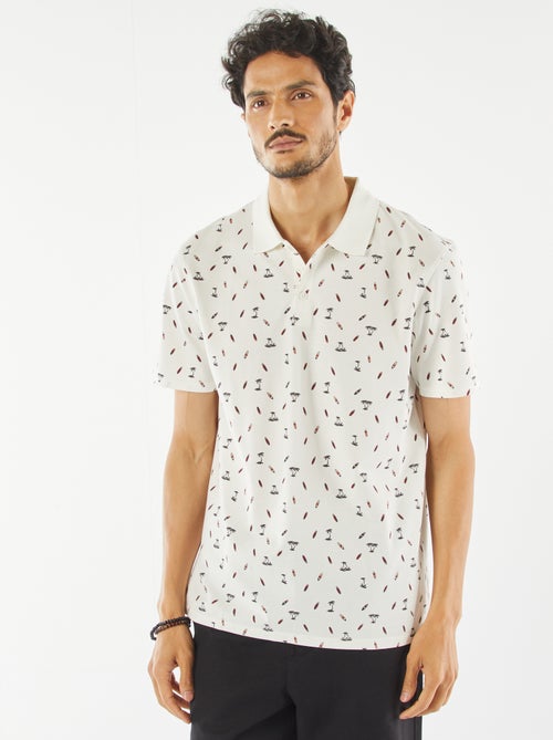 Polo em piqué de algodão com estampado - Kiabi