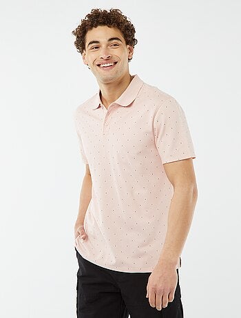 Polo em piqué de algodão com estampado