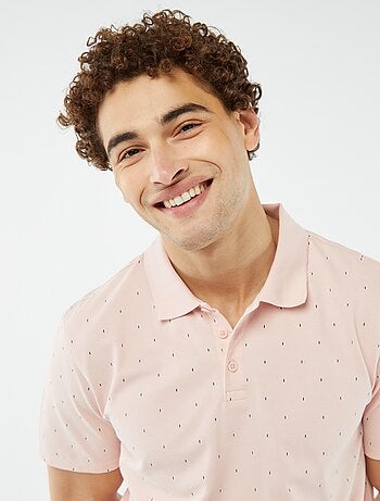 Polo em piqué de algodão com estampado