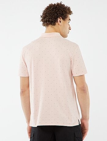 Polo em piqué de algodão com estampado
