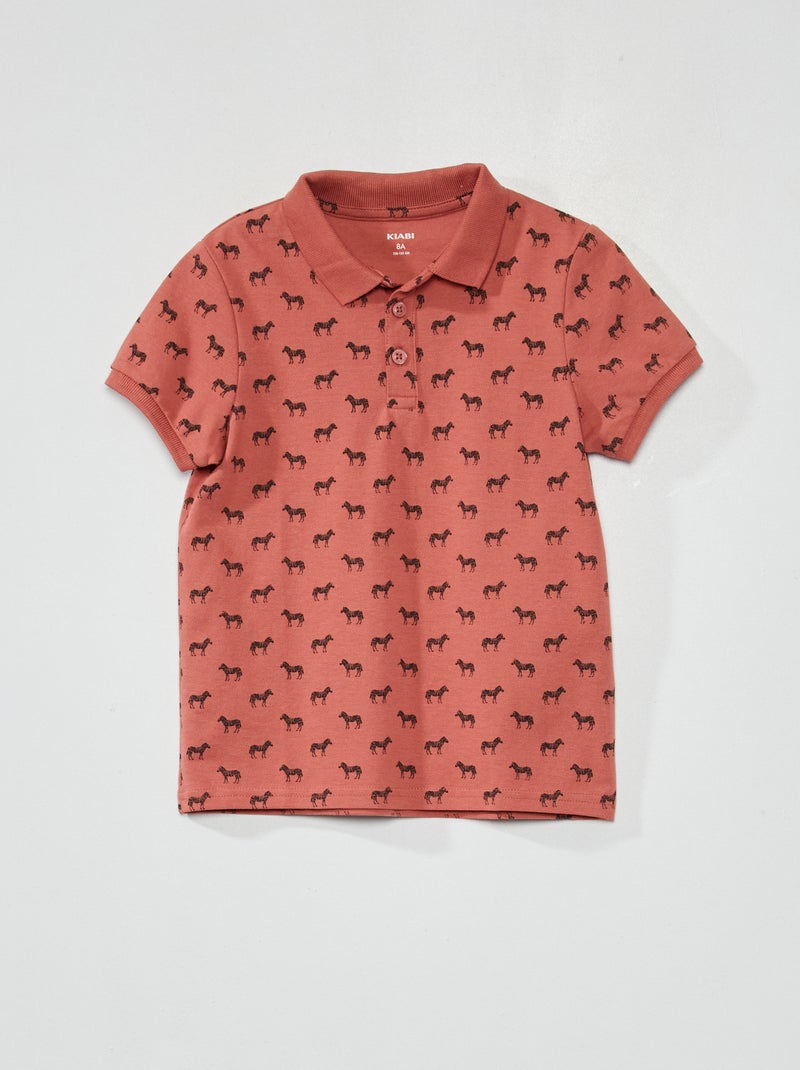 Polo em piqué de algodão com estampado ROXO - Kiabi
