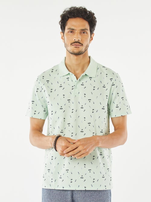 Polo em piqué de algodão com estampado - Kiabi