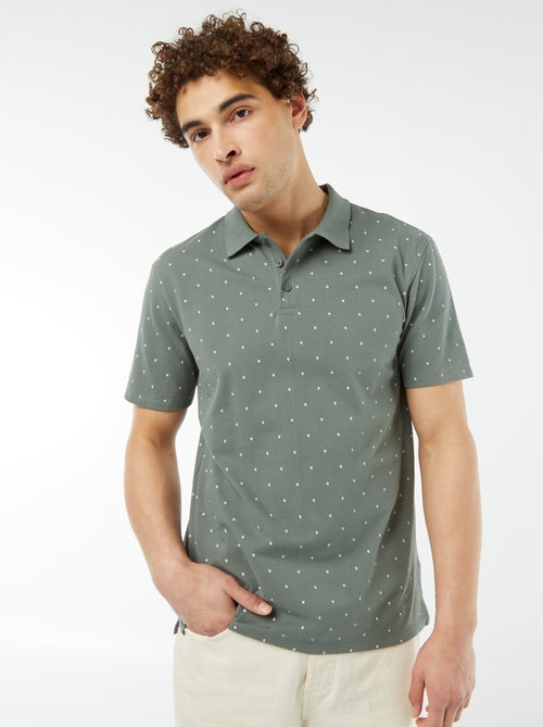 Polo em piqué de algodão com estampado - Kiabi
