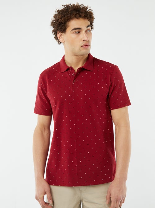 Polo em piqué de algodão com estampado - Kiabi