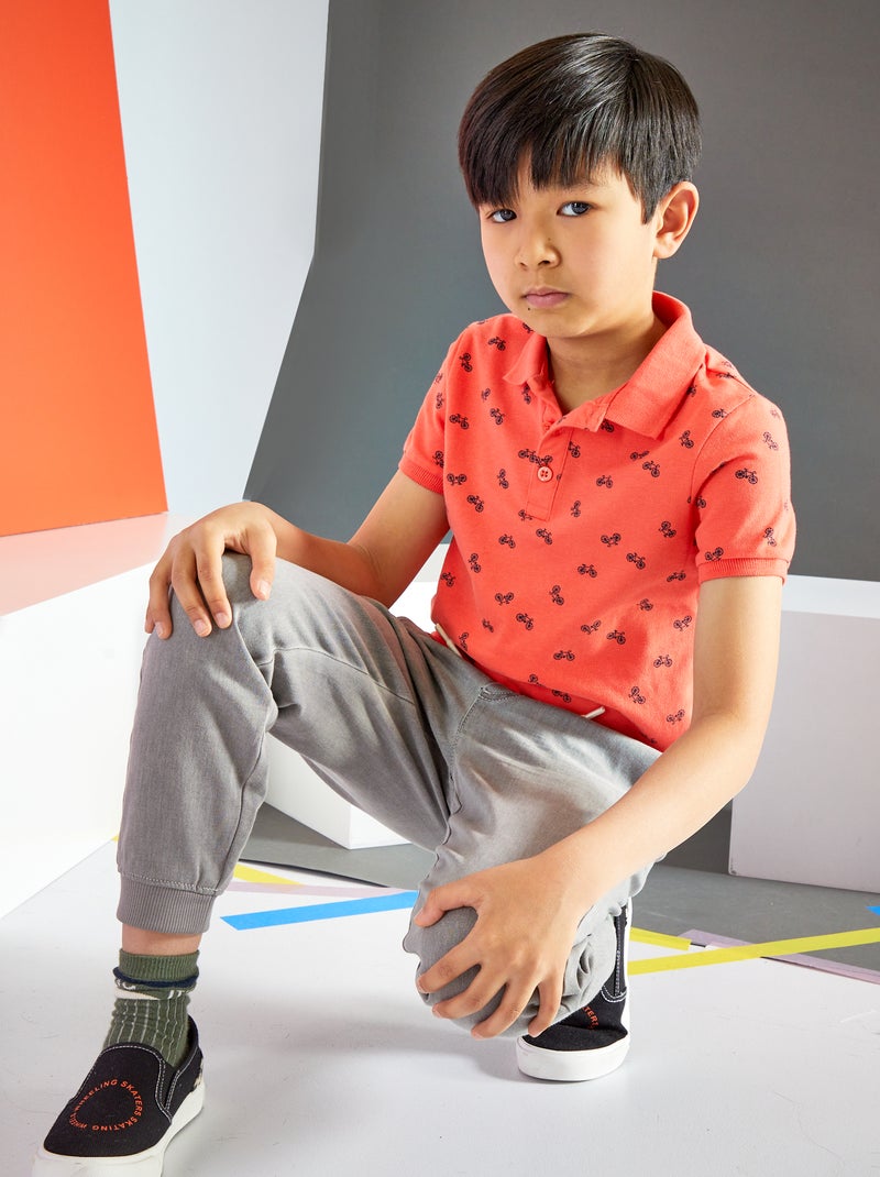 Polo em piqué de algodão com estampado VERMELHO - Kiabi