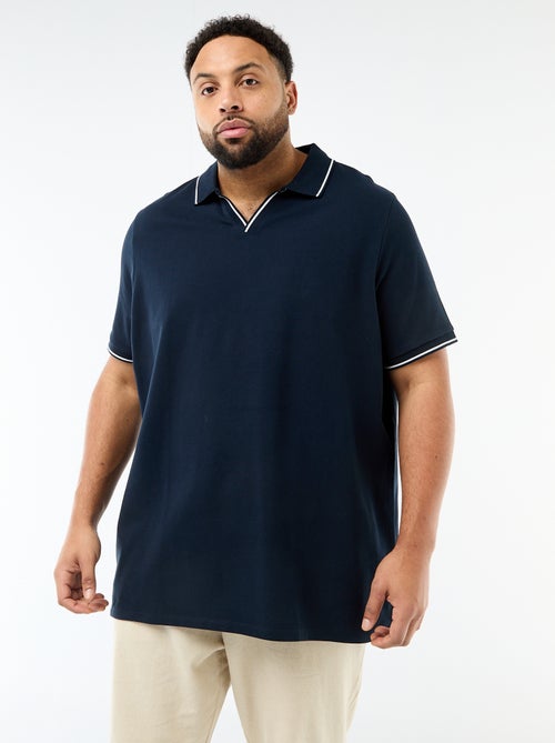 Polo em piqué de algodão com gola polo sem botões - Kiabi