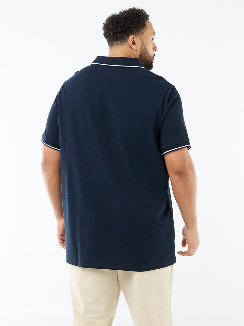 Polo em piqué de algodão com gola polo sem botões Azul - Kiabi