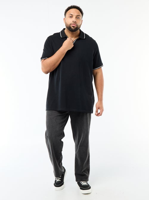 Polo em piqué de algodão com gola polo sem botões - Kiabi