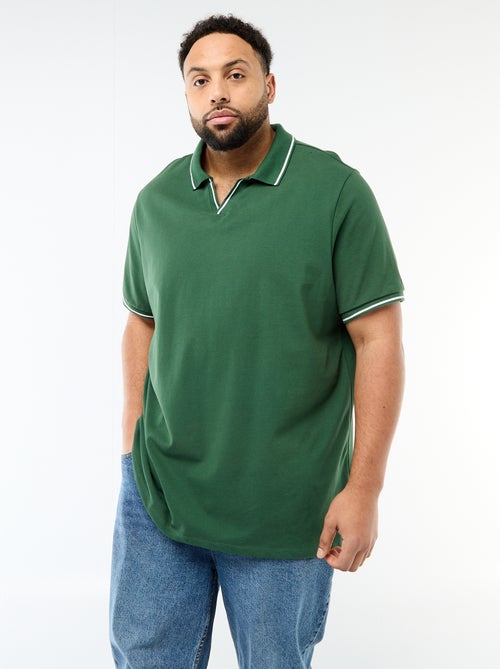 Polo em piqué de algodão com gola polo sem botões - Kiabi