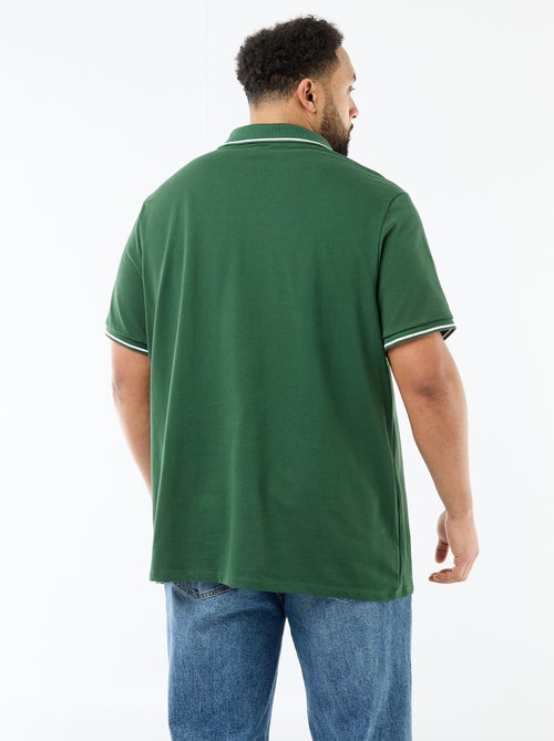 Polo em piqué de algodão com gola polo sem botões - Kiabi