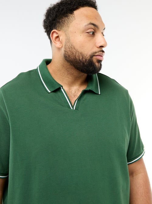 Polo em piqué de algodão com gola polo sem botões - Kiabi