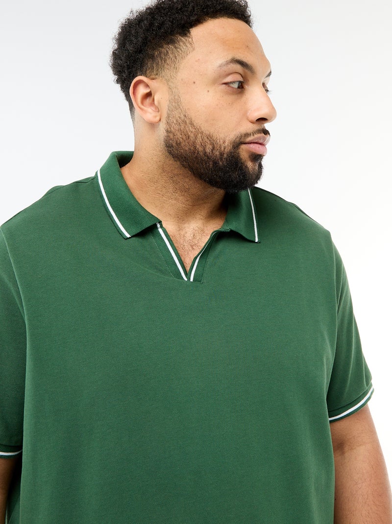 Polo em piqué de algodão com gola polo sem botões Verde - Kiabi