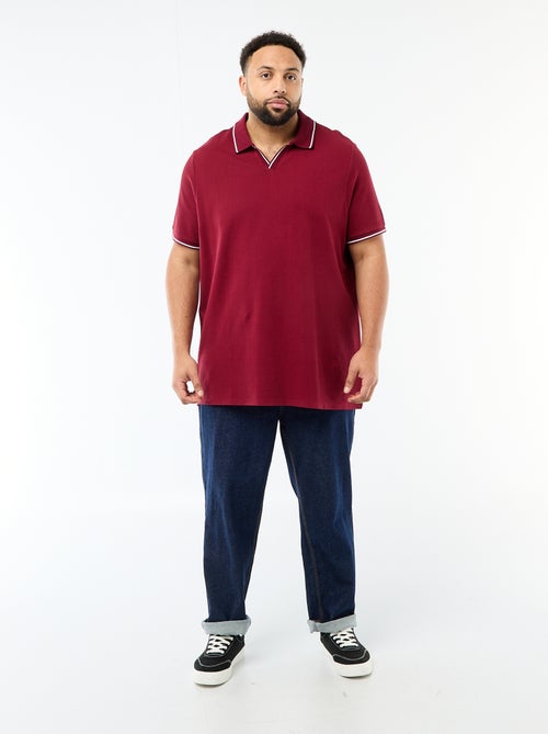 Polo em piqué de algodão com gola polo sem botões - Kiabi