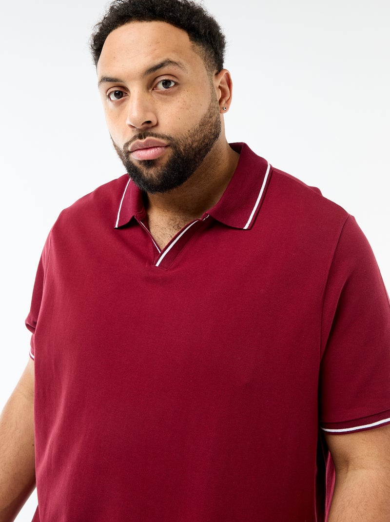 Polo em piqué de algodão com gola polo sem botões Vermelho - Kiabi