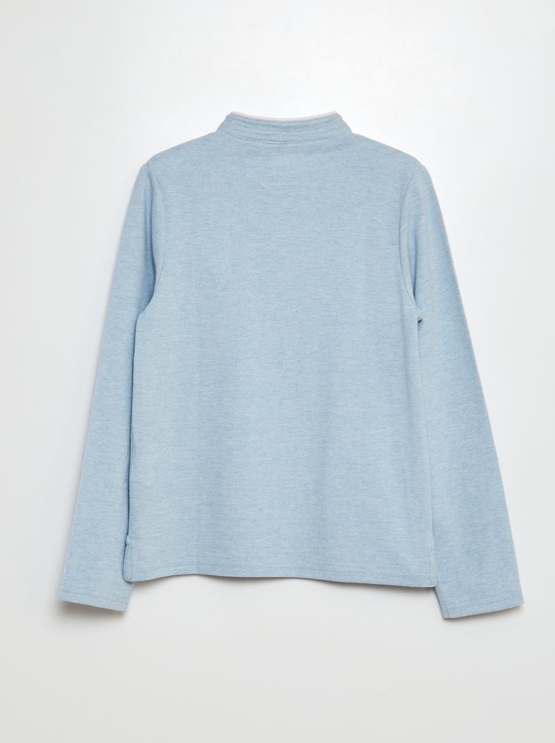 Polo em piqué de algodão com gola tunisina AZUL - Kiabi