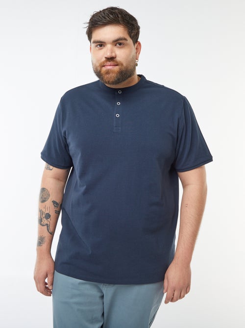 Polo em piqué de algodão com gola tunisina - Kiabi