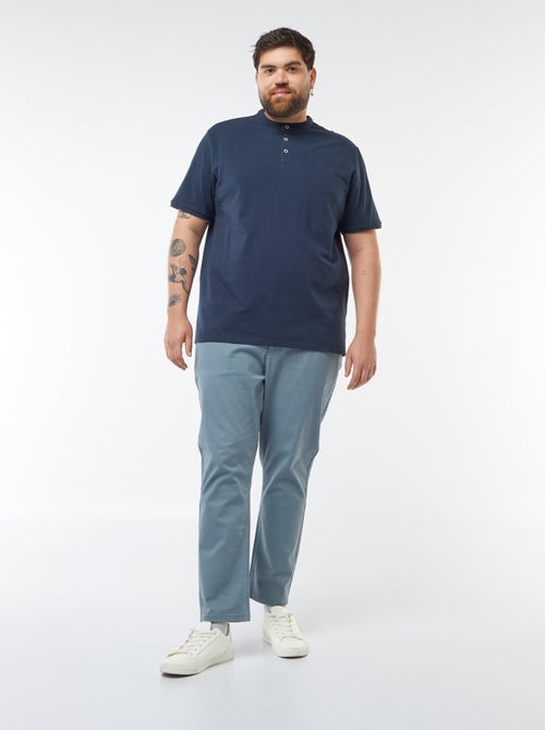Polo em piqué de algodão com gola tunisina - Kiabi