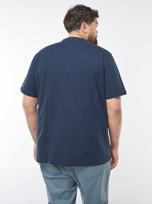 Polo em piqué de algodão com gola tunisina - Kiabi