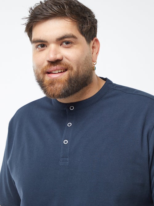 Polo em piqué de algodão com gola tunisina - Kiabi