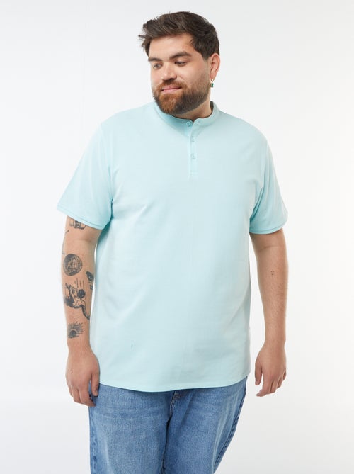 Polo em piqué de algodão com gola tunisina - Kiabi