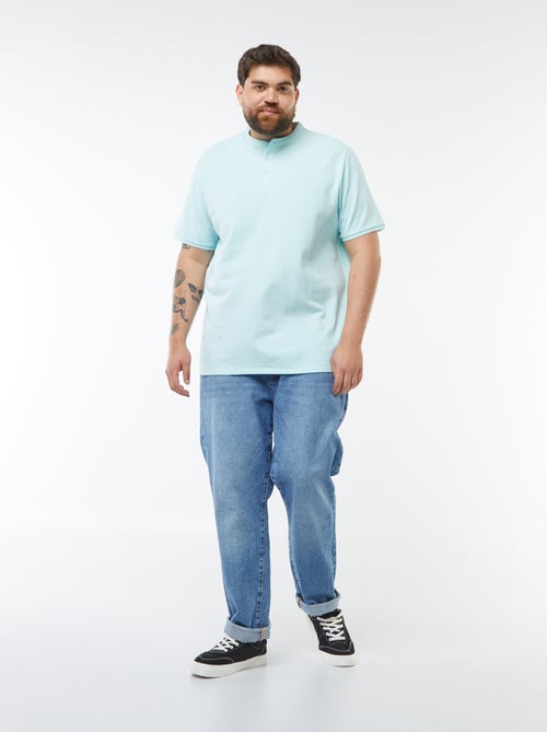 Polo em piqué de algodão com gola tunisina - Kiabi