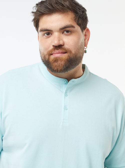 Polo em piqué de algodão com gola tunisina - Kiabi