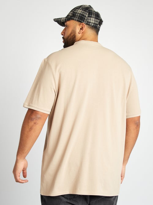 Polo em piqué de algodão com gola tunisina - Kiabi