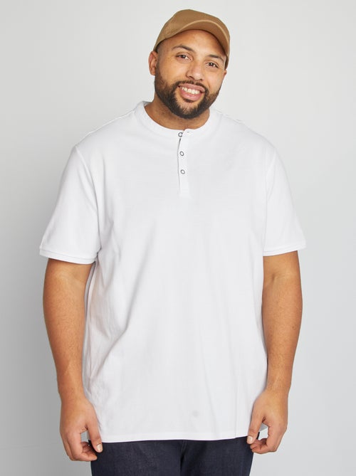 Polo em piqué de algodão com gola tunisina - Kiabi
