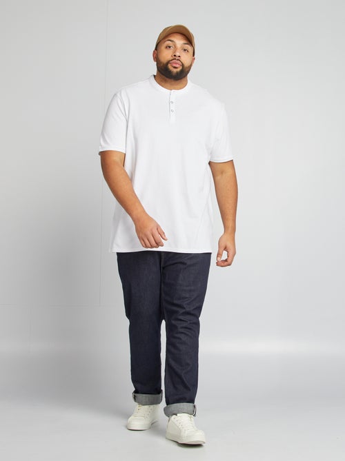 Polo em piqué de algodão com gola tunisina - Kiabi