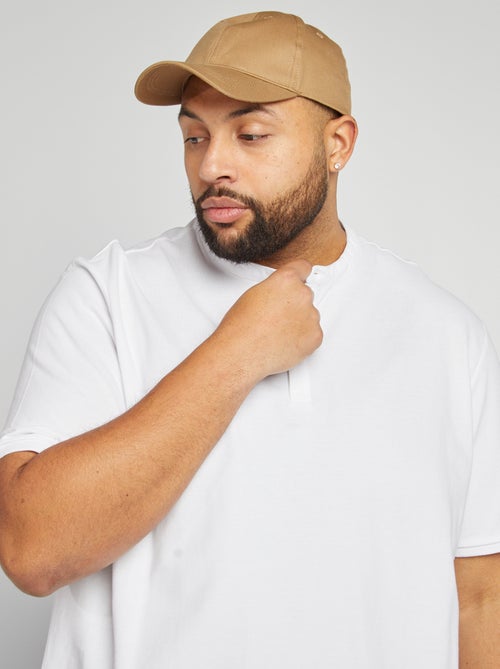 Polo em piqué de algodão com gola tunisina - Kiabi