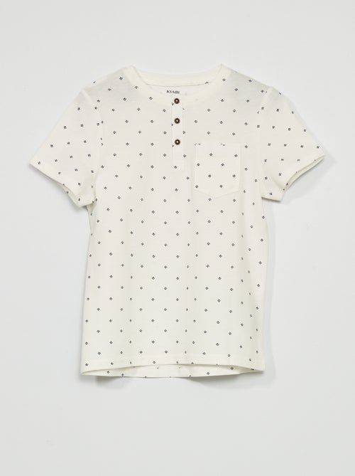 Polo em piqué de algodão com gola tunisina - Kiabi