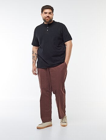 Polo em piqué de algodão com gola tunisina