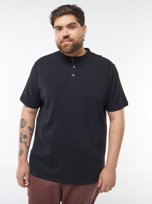 Polo em piqué de algodão com gola tunisina - Kiabi