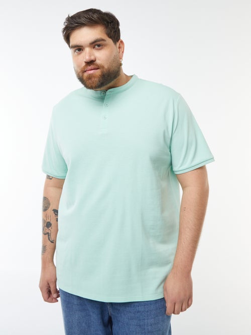 Polo em piqué de algodão com gola tunisina - Kiabi