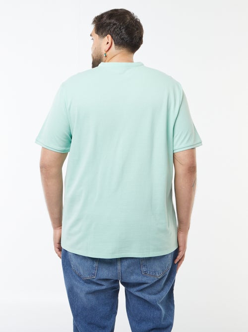 Polo em piqué de algodão com gola tunisina - Kiabi