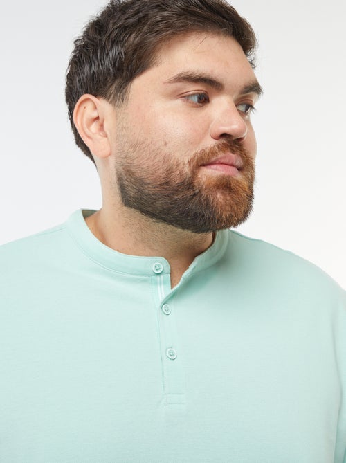 Polo em piqué de algodão com gola tunisina - Kiabi