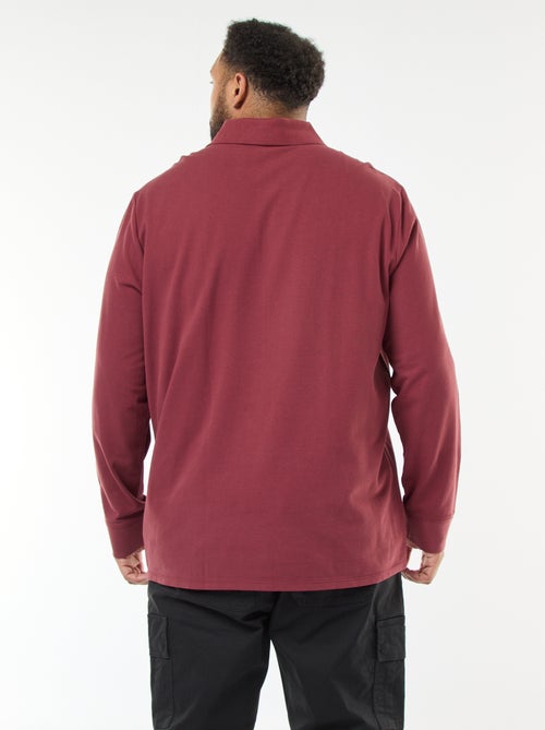 Polo em piqué de algodão com mangas compridas - Kiabi