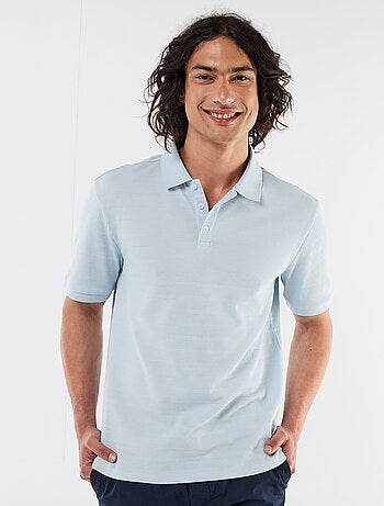 Polo em piqué de algodão com mangas curtas