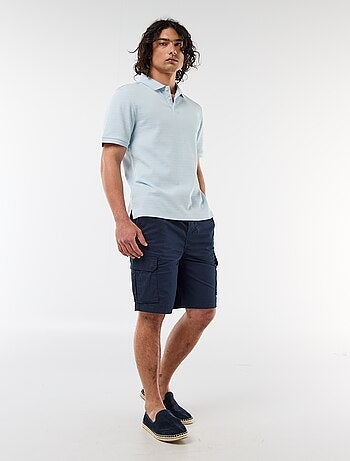 Polo em piqué de algodão com mangas curtas