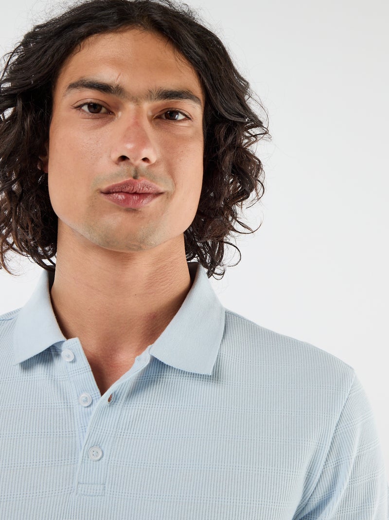 Polo em piqué de algodão com mangas curtas Azul - Kiabi
