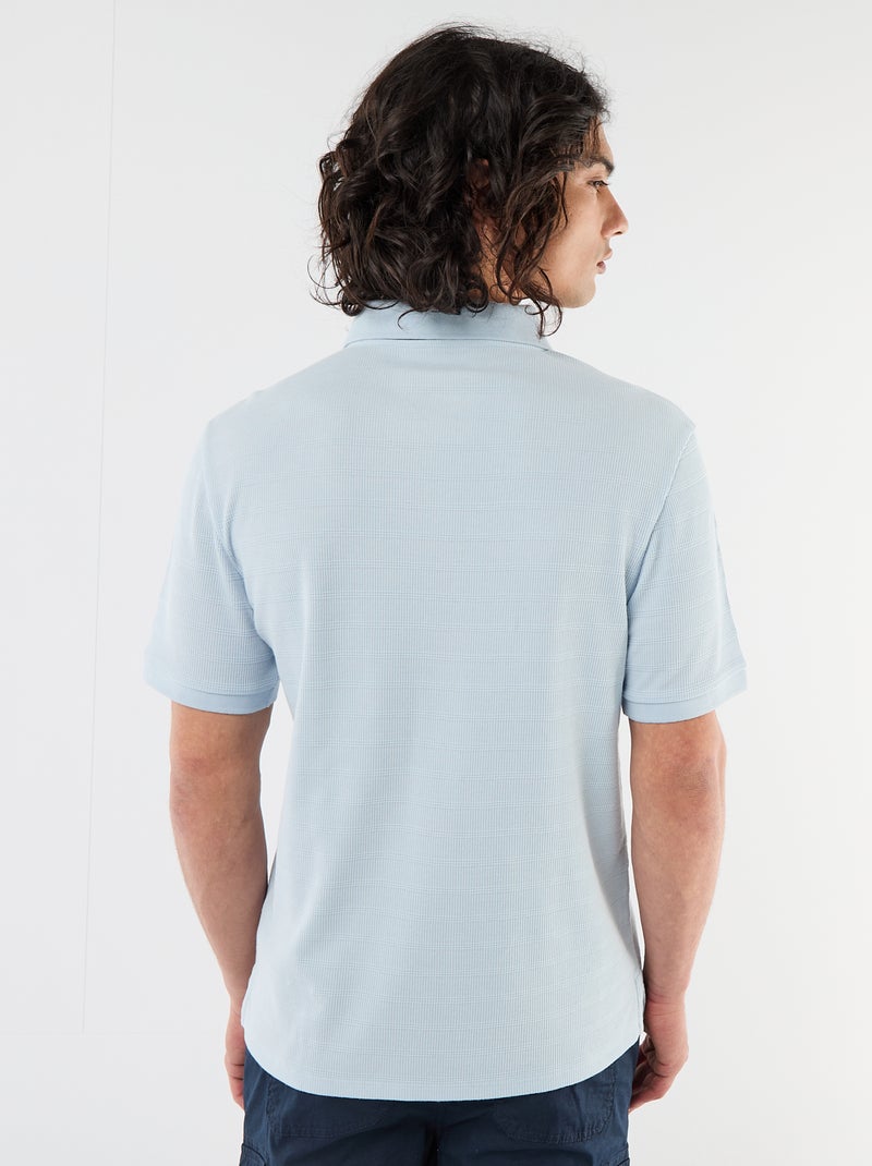 Polo em piqué de algodão com mangas curtas Azul - Kiabi