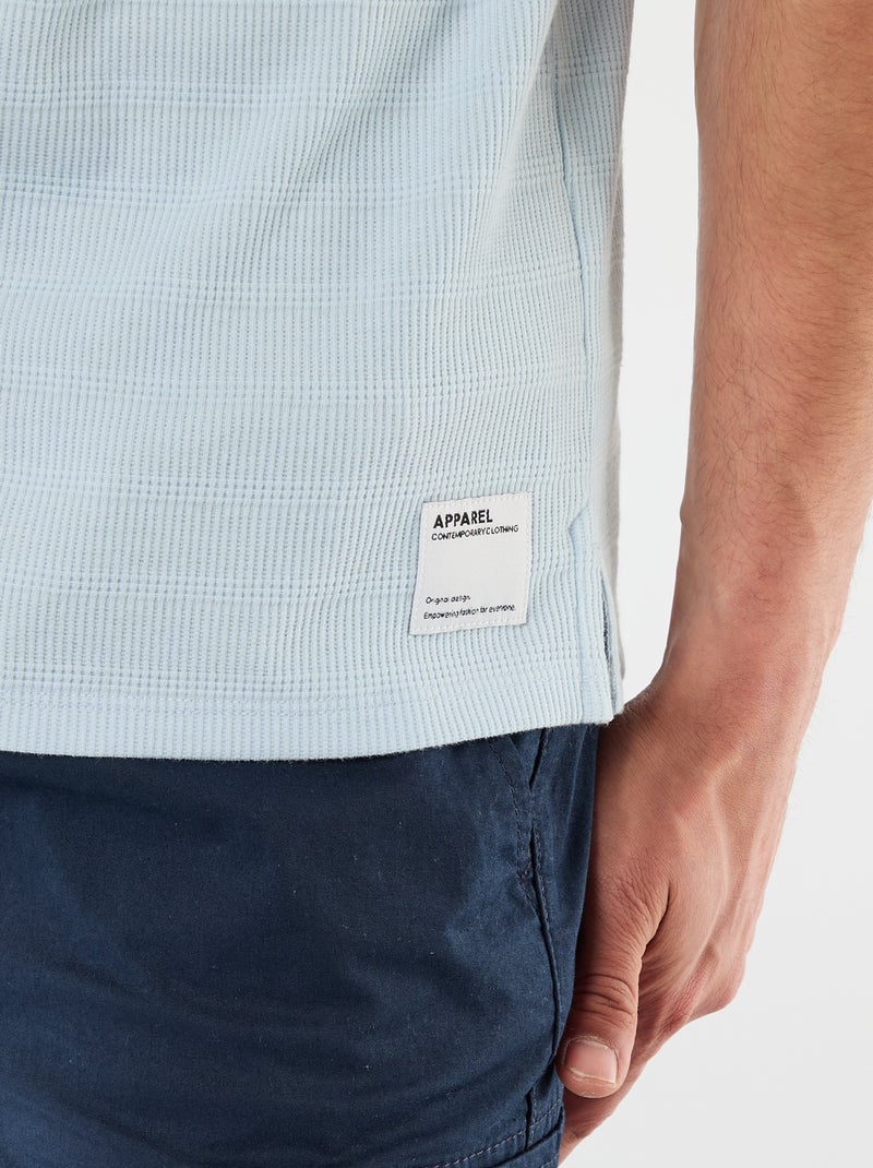 Polo em piqué de algodão com mangas curtas Azul - Kiabi