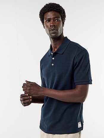 Polo em piqué de algodão com mangas curtas