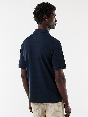 Polo em piqué de algodão com mangas curtas