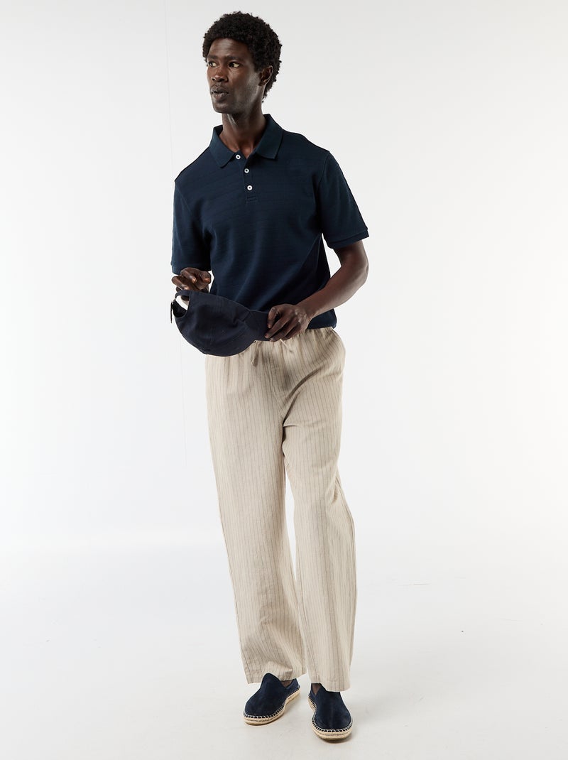 Polo em piqué de algodão com mangas curtas Azul - Kiabi