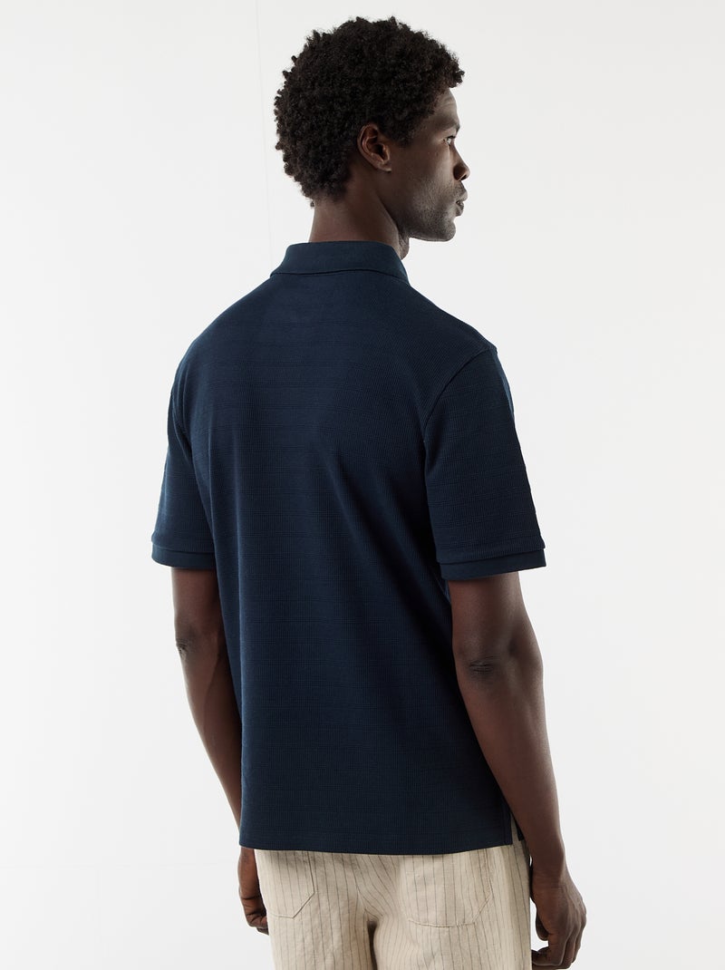 Polo em piqué de algodão com mangas curtas Azul - Kiabi