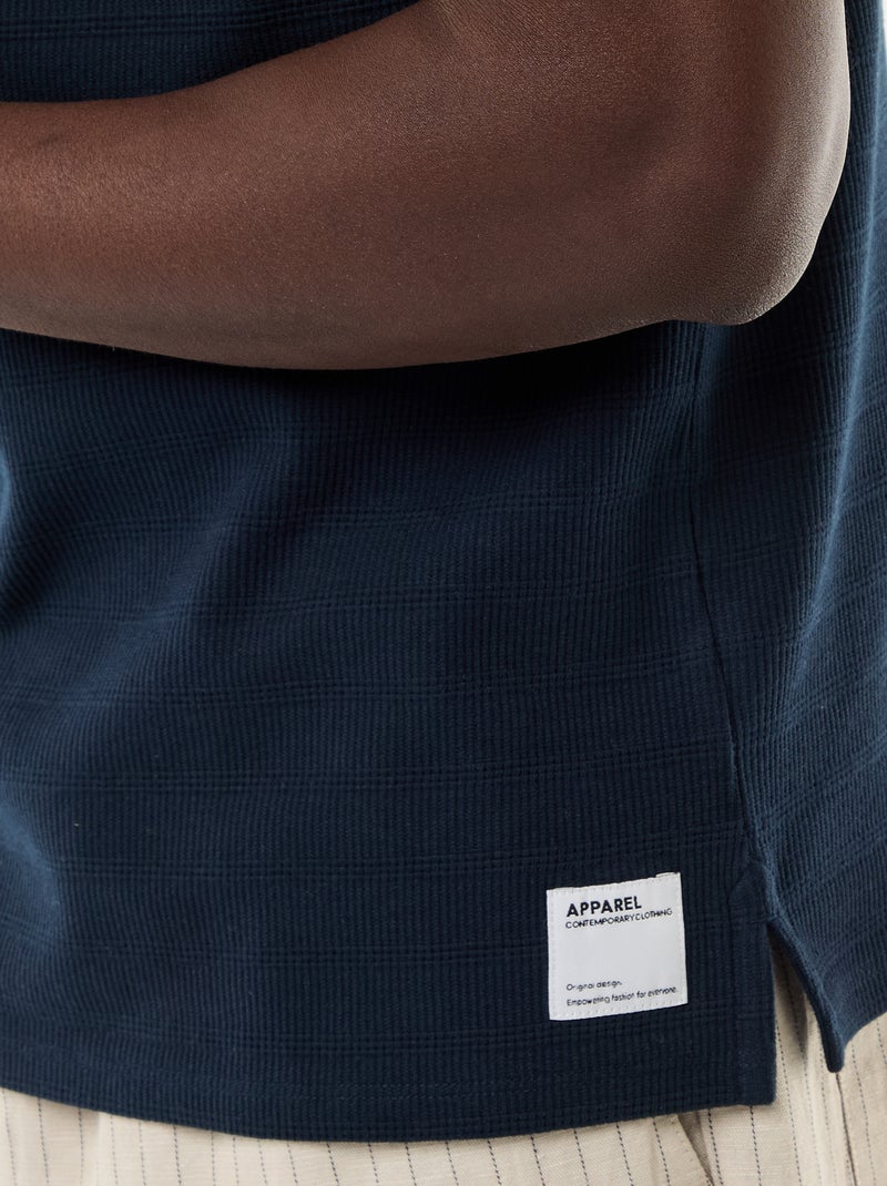 Polo em piqué de algodão com mangas curtas Azul - Kiabi